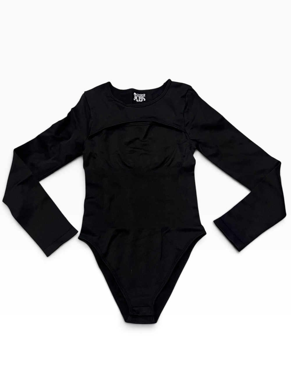 OQQ Ribbed Cut-Out Peek-A-Boo Long Sleeve Bodysuit NWOT Size Medium